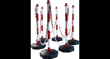 Technosafety Kettingpalen - Rood-wit afzetpalen met 44m ketting - 10 stuks