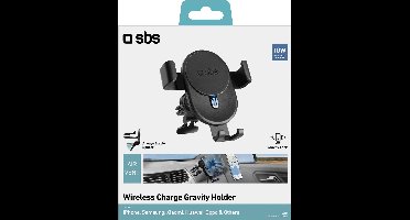 SBS Wireless Charge Gravity Ventilatierooster Telefoonhouder Auto met Klem - Zwart