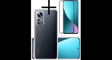 Hoesje - Met Screenprotector - Geschikt voor Xiaomi 12X - Sterk & Shockproof - Back Cover - Siliconen Case - Telefoon Hoes - Transparant