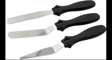 New Age Devi - paletmes - Spatel - Gebogen - Cake decoratie - Fondant - 3 stuks - Zwart