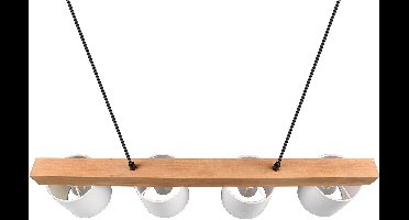 LED Hanglamp - Hangverlichting - Torna Camo - E14 Fitting - 4-lichts - Rechthoek - Mat Wit - Hout