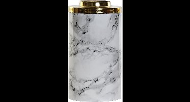 Bloemenvaasje van aluminium 10 x 19 cm - marmer look bloemen of takken vaas voor binnen