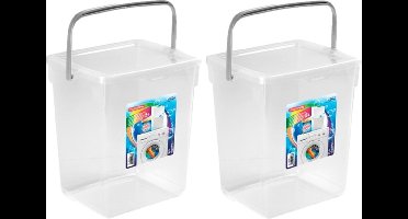 4x stuks opslagboxen/emmers kunststof met deksel transparant 5 liter 20 x 17 x 23 cm - Bewaarbak