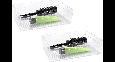 Plasticforte Organizer bakje - 4x - transparant - kunststof - 30x22x5 cm - lade verdeelbakje