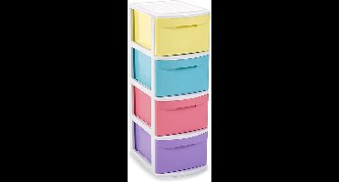 Ladeblok/bureau organizer met 4x lades - multi kleuren - L39 x B28.5 x H78 cm - kunststof
