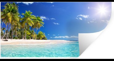 Muurstickers - Sticker Folie - Strand - Zee - Palmboom - Zon - Zomer - 40x20 cm - Plakfolie - Muurstickers Kinderkamer - Zelfklevend Behang - Zelfklevend behangpapier - Stickerfolie