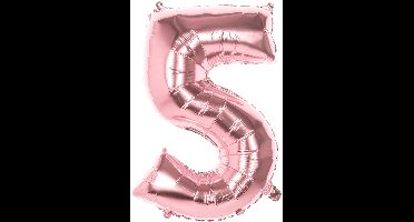 Boland - Folieballon '5' roségoud (86 cm) 5 - Roségoud - Cijfer ballon