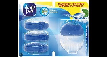 Ambi Pur Fresh Water & Mint - Startpakketkit + Navulling 4x55 ml - Toiletblok
