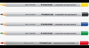 Staedtler - lumocolor non-permanent potloden - 108 serie - whiteboard potloden/highlighter - set van 5 - wet-erase