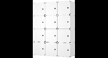 Lowander 3x4 vakkenkast 'Messina' wit 111x148 cm - Kledingkast kunststof - Roomdivider