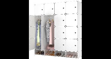 Lowander 4x5 vakkenkast 'Catania' 150x165 cm - Kledingkast kunststof - Organizer - Wit