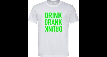 Wit Fun T-Shirt met “ Drink. Drank, Drunk “ print Groen  Size L