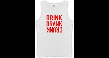 Witte Tanktop met “ Drink. Drank, Drunk “ print Rood  Size XXXXL
