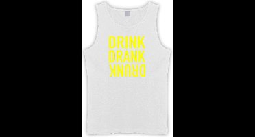 Witte Tanktop met “ Drink. Drank, Drunk “ print Geel  Size XXL