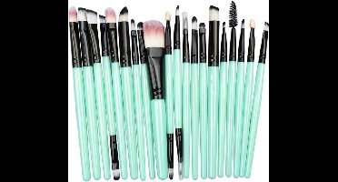 20Stuks Make-Up Kwasten Set Groen Zwart Oogschaduw Foundation Poeder Eyeliner Wimper Lip Make Up Borstel Cosmetische beauty Tool Kit Hot