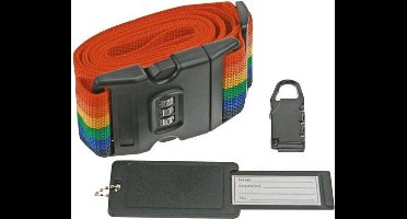 Perel Combinatieslot Met Bagageriem 2 Meter Zwart 3-delig