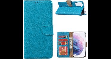 Hoesje Geschikt Voor Samsung Galaxy S21 Plus Hoesje Geschikt Voor Samsung Galaxy S21 Plus Portemonnee BookCase - Turquoise