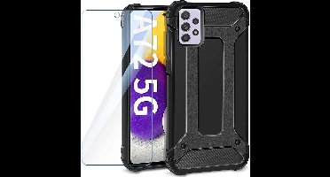 Hoesje Geschikt Voor Samsung Galaxy A72 5G Hoesje Schokbestendig Hybride hoesje rugged case Zwart - Galaxy A72 1x Screenprotector