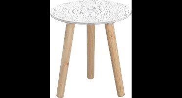 Plantenstandaard rond hout wit/naturel 30 x 30 cm - Home Deco Plantentafels