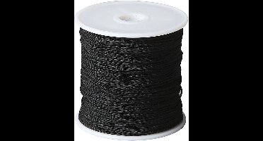 Polyester Koord, dikte 0,8 mm, zwart, 50 m/ 1 rol