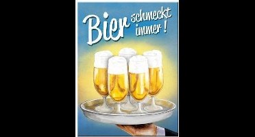 Bier Schmeckt Immer. Koelkastmagneet 8 cm x 6 cm.