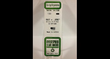 Evergreen Modelbouwdecoratie - 119 Strip 0,4mmX6,4mmX35cm - 10 stuks Styreen