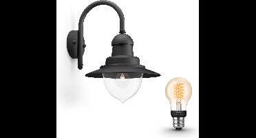 Philips Hue Raindrop Wandlamp voor Buiten (Zwart) - Buitenlamp - E27 - Warmwit Licht - Hue White Filament