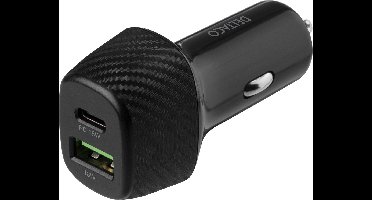 Deltaco USBC-CAR120 Autolader USB en USB-C poort - Snelladen - 36W - Zwart