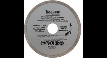 Toolland Diamantschijf, 180 mm, nat snijden, 8600 tpm, 80 m/s, voor graniet, steen, baksteen, marmer