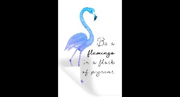 Muurstickers - Sticker Folie - Blauw - Paars - Flamingo - 20x30 cm - Plakfolie - Muurstickers Kinderkamer - Zelfklevend Behang - Zelfklevend behangpapier - Stickerfolie