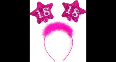 PartyDeco - Tiara ster 18 jaar roze