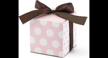 Partydeco - Bedank doosje stippen/polkadots roze (10st)
