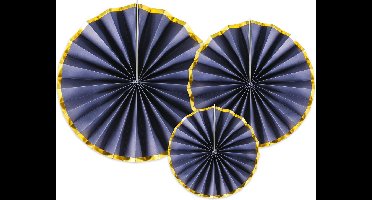 Partydeco - Honeycomb Navy Blue gouden randje ( 3 stuks)