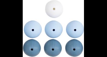 Go Handmade Siliconen Kralen 7 Stuks 15 Blue Mix