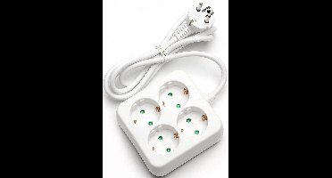 Stekkerdoos - Verlengsnoer - Igia Unkan - 3680W - 4 Stopcontacten - 1.5 Meter - Vierkant - Wit | Nederland