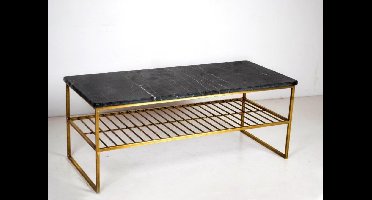 Livingfurn - Salontafel Dian Zwart Goud - 40x90x35 - Marmer