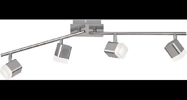 LED Plafondspot - Torna Ribon - 16W - Warm Wit 3000K - 4-lichts - Rechthoek - Mat Nikkel - Aluminium