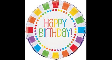 Helium Ballon Happy Birthday Prijzenrad 45cm leeg