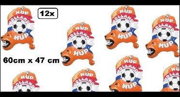 12x Wand/ muur decoratie Nederland 60cm x 47 cm voor binnen en buiten - EK voetbal Oranje Holland festival Leeuw thema feest versiering