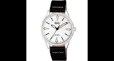 Q&Q Herenhorloge met zwart lederen band model qb90j301y