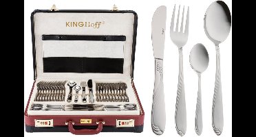 KINGHOFF 3508 - luxe bestekset koffer - 72 delig - 12 persoons - Modern bestek