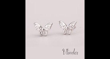 Gading® Oorknopjes zilveren meisje dames - Oorknoppen - 11mm - 8mm - Vlinder - zilver 925