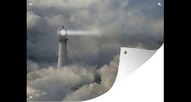 Tuin decoratie Vuurtoren in de dichte wolken - 40x30 cm - Tuindoek