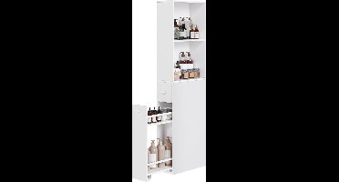 Hoppa! Badkamerkast - Klassiek Wit - Spaanplaat - 40 x 18 x 134 cm (B x D x H)