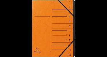 Exacompta 10x Sorteermap met vaste rug - elastosluiting - zwarte binnenafwerking - 12 vakken - A4 - Oranje - 541204E