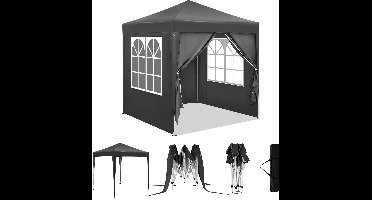 Partytent - Tent – Partytent Opvouwbaar – Hoogte Verstelbaar - Tuin Tent – Feesttent - Pergola - Paviljoen - Gazebo – 2x2m - Waterdicht - UV-Bescherming - Anthraciet