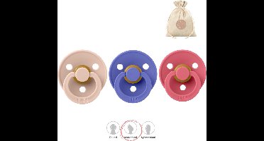 BIBS fopspenen anatomisch maat 2: blush, grape en coral + BolleToet speenzakje