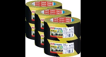 Tesa Signal Universal Serie - Waarschuwingslint - Geel/Zwart - 66m x 50mm - 6 stuks