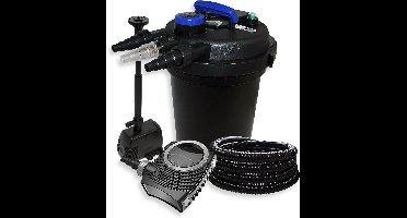 Vijverfilter – Filterset – Vijverpomp – Vijverzuiveraar – UV-filter – Voor Vijvers Tot 10.000 Liter – 11 W UVC Lamp – 70 W Pomp Met 25m Zuigslang