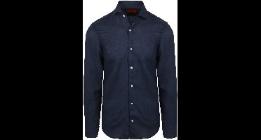 Suitable Overhemd Linnen Donkerblauw (navy) - Maat 40 - Heren - Overhemden Formeel